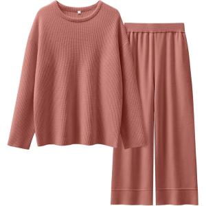 imageANRABESS Womens Two Piece Outfits Sweater Lounge Sets Pullover Wide Leg Matching Sets Casual Loose Fall Clothes 2024Light Rust