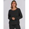 imageANRABESS Women 2 Piece Lounge Pajamas Sets Casual Ribbed Knit Long Sleeve Top Pants Matching Set 2025 Fall Outfits ClothesBlack