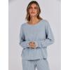 imageANRABESS Women 2 Piece Lounge Pajamas Sets Casual Ribbed Knit Long Sleeve Top Pants Matching Set 2025 Fall Outfits ClothesBlue