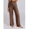 imageANRABESS Women 2 Piece Lounge Pajamas Sets Casual Ribbed Knit Long Sleeve Top Pants Matching Set 2025 Fall Outfits ClothesBrown