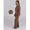 imageANRABESS Women 2 Piece Lounge Pajamas Sets Casual Ribbed Knit Long Sleeve Top Pants Matching Set 2025 Fall Outfits ClothesBrown