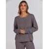 imageANRABESS Women 2 Piece Lounge Pajamas Sets Casual Ribbed Knit Long Sleeve Top Pants Matching Set 2025 Fall Outfits ClothesDark Brown