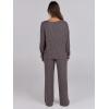 imageANRABESS Women 2 Piece Lounge Pajamas Sets Casual Ribbed Knit Long Sleeve Top Pants Matching Set 2025 Fall Outfits ClothesDark Brown