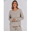 imageANRABESS Women 2 Piece Lounge Pajamas Sets Casual Ribbed Knit Long Sleeve Top Pants Matching Set 2025 Fall Outfits ClothesGrey Khaki
