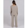 imageANRABESS Women 2 Piece Lounge Pajamas Sets Casual Ribbed Knit Long Sleeve Top Pants Matching Set 2025 Fall Outfits ClothesGrey Khaki