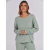 imageANRABESS Women 2 Piece Lounge Pajamas Sets Casual Ribbed Knit Long Sleeve Top Pants Matching Set 2025 Fall Outfits ClothesLight Green