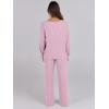 imageANRABESS Women 2 Piece Lounge Pajamas Sets Casual Ribbed Knit Long Sleeve Top Pants Matching Set 2025 Fall Outfits ClothesPink