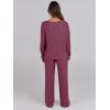 imageANRABESS Women 2 Piece Lounge Pajamas Sets Casual Ribbed Knit Long Sleeve Top Pants Matching Set 2025 Fall Outfits ClothesRed
