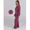 imageANRABESS Women 2 Piece Lounge Pajamas Sets Casual Ribbed Knit Long Sleeve Top Pants Matching Set 2025 Fall Outfits ClothesRed