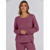 imageANRABESS Women 2 Piece Lounge Pajamas Sets Casual Ribbed Knit Long Sleeve Top Pants Matching Set 2025 Fall Outfits ClothesRed