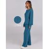 imageANRABESS Women 2 Piece Lounge Pajamas Sets Casual Ribbed Knit Long Sleeve Top Pants Matching Set 2025 Fall Outfits ClothesTeal