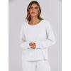 imageANRABESS Women 2 Piece Lounge Pajamas Sets Casual Ribbed Knit Long Sleeve Top Pants Matching Set 2025 Fall Outfits ClothesWhite