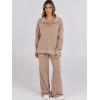 imageANRABESS Women 2 Piece Outfits Lounge Sets Oversized Sweatshirt Wide Leg Pants 2025 Fall Casual Sweatsuits Travel Clothes SetBrown