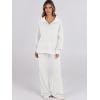 imageANRABESS Women 2 Piece Outfits Lounge Sets Oversized Sweatshirt Wide Leg Pants 2025 Fall Casual Sweatsuits Travel Clothes SetWhite