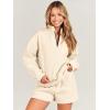 imageANRABESS Women 2 Piece Outfits Sweatshirt Shorts Sets 2024 Oversized Casual Lounge Sweat Set Sweatsuit Workout TracksuitBeige