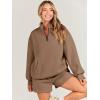 imageANRABESS Women 2 Piece Outfits Sweatshirt Shorts Sets 2024 Oversized Casual Lounge Sweat Set Sweatsuit Workout TracksuitBrown