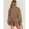 imageANRABESS Women 2 Piece Outfits Sweatshirt Shorts Sets 2024 Oversized Casual Lounge Sweat Set Sweatsuit Workout TracksuitBrown