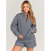 imageANRABESS Women 2 Piece Outfits Sweatshirt Shorts Sets 2024 Oversized Casual Lounge Sweat Set Sweatsuit Workout TracksuitDeep Gray