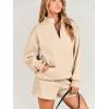 imageANRABESS Women 2 Piece Outfits Sweatshirt Shorts Sets 2024 Oversized Casual Lounge Sweat Set Sweatsuit Workout TracksuitKhaki