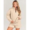 imageANRABESS Women 2 Piece Outfits Sweatshirt Shorts Sets 2024 Oversized Casual Lounge Sweat Set Sweatsuit Workout TracksuitKhaki