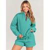 imageANRABESS Women 2 Piece Outfits Sweatshirt Shorts Sets 2024 Oversized Casual Lounge Sweat Set Sweatsuit Workout TracksuitLake Green
