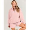 imageANRABESS Women 2 Piece Outfits Sweatshirt Shorts Sets 2024 Oversized Casual Lounge Sweat Set Sweatsuit Workout TracksuitPink