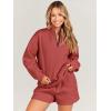 imageANRABESS Women 2 Piece Outfits Sweatshirt Shorts Sets 2024 Oversized Casual Lounge Sweat Set Sweatsuit Workout TracksuitRust