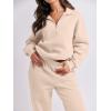 imageANRABESS Women 2 Piece Outfits Sweatsuit Oversized Half Zip Sweatshirt Jogger Sweatpants Tracksuit Lounge Set 2024 ClothesBeige