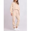 imageANRABESS Women 2 Piece Outfits Sweatsuit Oversized Half Zip Sweatshirt Jogger Sweatpants Tracksuit Lounge Set 2024 ClothesBeige