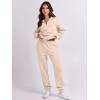 imageANRABESS Women 2 Piece Outfits Sweatsuit Oversized Half Zip Sweatshirt Jogger Sweatpants Tracksuit Lounge Set 2024 ClothesBeige