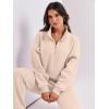 imageANRABESS Women 2 Piece Outfits Sweatsuit Oversized Half Zip Sweatshirt Jogger Sweatpants Tracksuit Lounge Set 2024 ClothesBeige