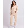 imageANRABESS Women 2 Piece Outfits Sweatsuit Oversized Half Zip Sweatshirt Jogger Sweatpants Tracksuit Lounge Set 2024 ClothesBeige