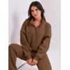 imageANRABESS Women 2 Piece Outfits Sweatsuit Oversized Half Zip Sweatshirt Jogger Sweatpants Tracksuit Lounge Set 2024 ClothesCoffee