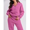 imageANRABESS Women 2 Piece Outfits Sweatsuit Oversized Half Zip Sweatshirt Jogger Sweatpants Tracksuit Lounge Set 2024 ClothesHot Pink
