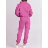 imageANRABESS Women 2 Piece Outfits Sweatsuit Oversized Half Zip Sweatshirt Jogger Sweatpants Tracksuit Lounge Set 2024 ClothesHot Pink