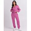 imageANRABESS Women 2 Piece Outfits Sweatsuit Oversized Half Zip Sweatshirt Jogger Sweatpants Tracksuit Lounge Set 2024 ClothesHot Pink