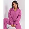 imageANRABESS Women 2 Piece Outfits Sweatsuit Oversized Half Zip Sweatshirt Jogger Sweatpants Tracksuit Lounge Set 2024 ClothesHot Pink