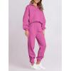 imageANRABESS Women 2 Piece Outfits Sweatsuit Oversized Half Zip Sweatshirt Jogger Sweatpants Tracksuit Lounge Set 2024 ClothesHot Pink