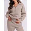 imageANRABESS Women 2 Piece Outfits Sweatsuit Oversized Half Zip Sweatshirt Jogger Sweatpants Tracksuit Lounge Set 2024 ClothesLight Khaki