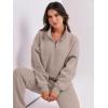 imageANRABESS Women 2 Piece Outfits Sweatsuit Oversized Half Zip Sweatshirt Jogger Sweatpants Tracksuit Lounge Set 2024 ClothesLight Khaki