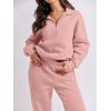 imageANRABESS Women 2 Piece Outfits Sweatsuit Oversized Half Zip Sweatshirt Jogger Sweatpants Tracksuit Lounge Set 2024 ClothesOrange Pink