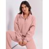 imageANRABESS Women 2 Piece Outfits Sweatsuit Oversized Half Zip Sweatshirt Jogger Sweatpants Tracksuit Lounge Set 2024 ClothesOrange Pink
