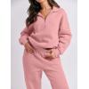 imageANRABESS Women 2 Piece Outfits Sweatsuit Oversized Half Zip Sweatshirt Jogger Sweatpants Tracksuit Lounge Set 2024 ClothesPink