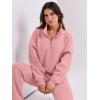 imageANRABESS Women 2 Piece Outfits Sweatsuit Oversized Half Zip Sweatshirt Jogger Sweatpants Tracksuit Lounge Set 2024 ClothesPink
