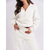 imageANRABESS Women 2 Piece Outfits Sweatsuit Oversized Half Zip Sweatshirt Jogger Sweatpants Tracksuit Lounge Set 2024 ClothesWhite