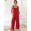 imageANRABESS Womens 2 Piece Outfits Linen Pants Jumpsuit Matching Lounge Set Casual Summer Beach Vacation Trendy Clothes Red XXLarge