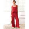 imageANRABESS Womens 2 Piece Outfits Linen Pants Jumpsuit Matching Lounge Set Casual Summer Beach Vacation Trendy Clothes Red XXLarge