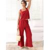 imageANRABESS Womens 2 Piece Outfits Linen Pants Jumpsuit Matching Lounge Set Casual Summer Beach Vacation Trendy Clothes Red XXLarge