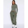 imageANRABESS Womens 2 Piece Sweatsuits Long Sleeve Tight Shirt Tops Joggers Fleece Sweatpants Sets 2024 Fall Sweat Lounge OutfitsArmy Green
