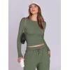 imageANRABESS Womens 2 Piece Sweatsuits Long Sleeve Tight Shirt Tops Joggers Fleece Sweatpants Sets 2024 Fall Sweat Lounge OutfitsArmy Green